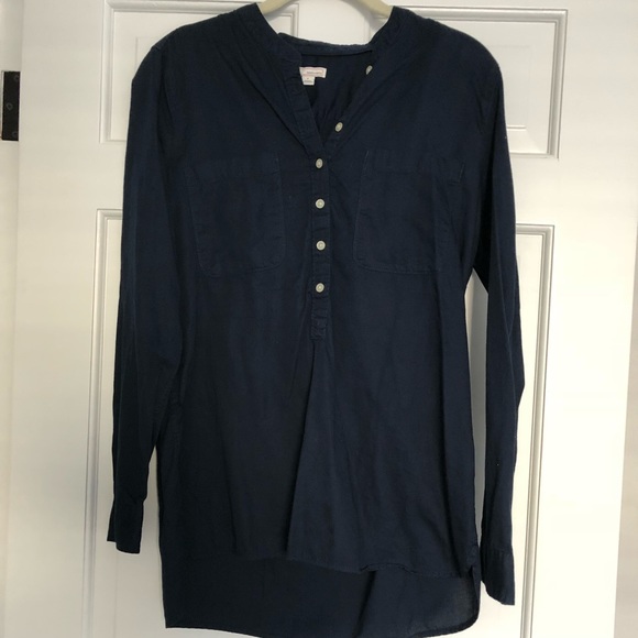 GAP Tops - Gap Half Button Long Sleeve Cotton Shirt